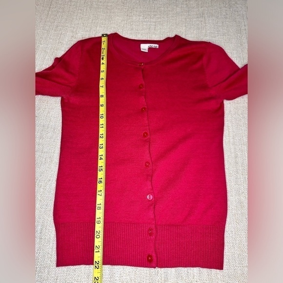 cotton rayon mix sweater cardigan 3/4 sleeve button down stretchy - Picture 7 of 8